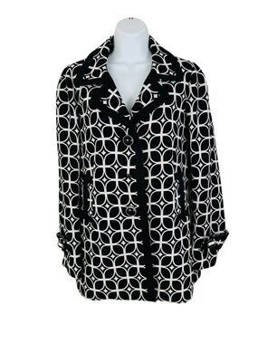 Etcetera Women's Size 8 Geo Print Swing Back Black White Jacket